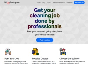 How bidmycleaning.com looks like on a tablet such as an iPad.