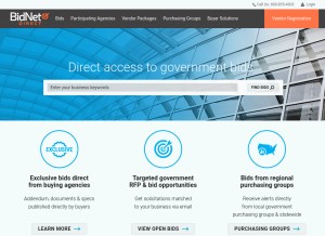 How bidnetdirect.com looks like on a tablet such as an iPad.