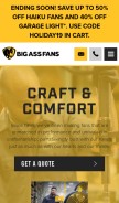How bigassfans.com looks like on a mobile device such as an iPhone.