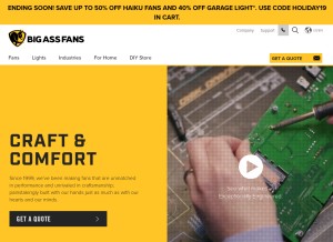 How bigassfans.com looks like on a tablet such as an iPad.