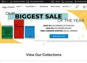 How bigchill.com looks like on a tablet such as an iPad.