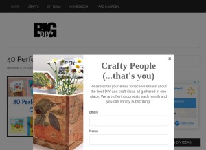 How bigdiyideas.com looks like on a tablet such as an iPad.