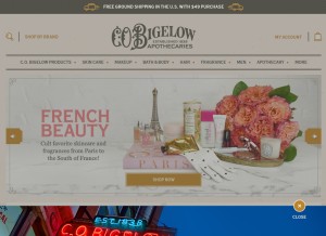 How bigelowchemists.com looks like on a tablet such as an iPad.