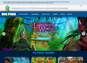 How bigfishgames.com looks like on a tablet such as an iPad.
