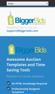How biggerbids.com looks like on a mobile device such as an iPhone.
