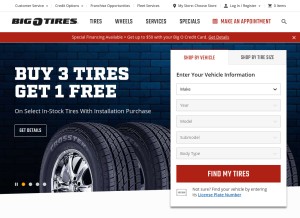 How bigotires.com looks like on a tablet such as an iPad.