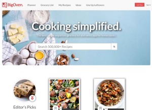 How bigoven.com looks like on a tablet such as an iPad.