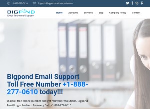How bigpondmailsupports.com looks like on a tablet such as an iPad.