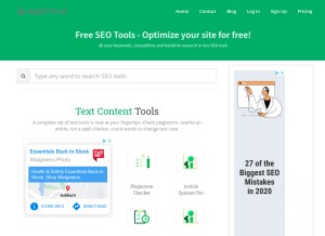 How bigseotools.com looks like on a tablet such as an iPad.