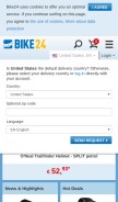 How bike24.com looks like on a mobile device such as an iPhone.