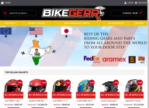 How bikegear.in looks like on a tablet such as an iPad.