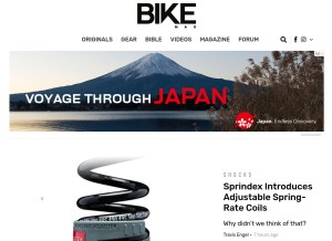 How bikemag.com looks like on a tablet such as an iPad.