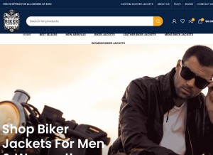 How bikerjackets.us looks like on a tablet such as an iPad.