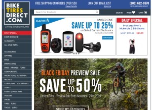How biketiresdirect.com looks like on a tablet such as an iPad.