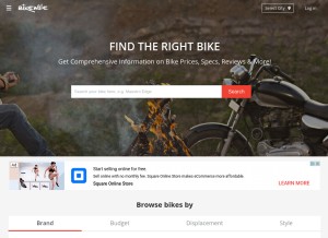 How bikewale.com looks like on a tablet such as an iPad.