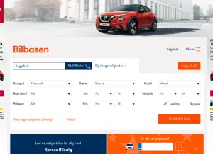 How bilbasen.dk looks like on a tablet such as an iPad.