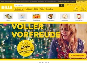 How billa.at looks like on a tablet such as an iPad.