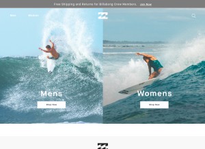 How billabong.com looks like on a tablet such as an iPad.