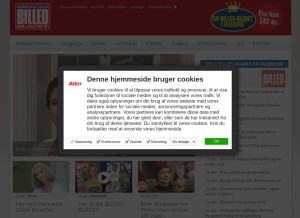 How billedbladet.dk looks like on a tablet such as an iPad.