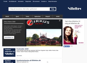 How billetten.dk looks like on a tablet such as an iPad.