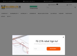 How billigbrillen.dk looks like on a tablet such as an iPad.