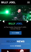 How billyjoel.com looks like on a mobile device such as an iPhone.