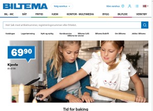 How biltema.no looks like on a tablet such as an iPad.