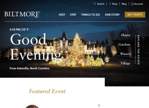 How biltmore.com looks like on a tablet such as an iPad.