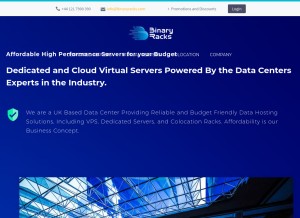 How binaryracks.com looks like on a tablet such as an iPad.