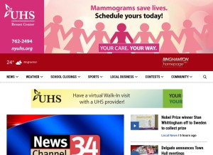 How binghamtonhomepage.com looks like on a tablet such as an iPad.