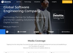 How binmile.com looks like on a tablet such as an iPad.