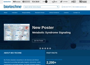 How bio-techne.com looks like on a tablet such as an iPad.
