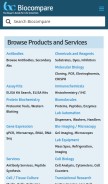 How biocompare.com looks like on a mobile device such as an iPhone.