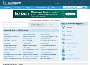 How biocompare.com looks like on a tablet such as an iPad.