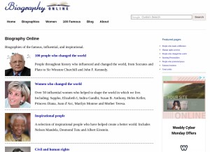 How biographyonline.net looks like on a tablet such as an iPad.