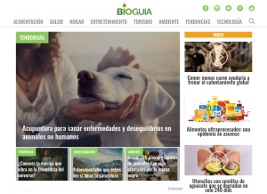 How bioguia.com looks like on a tablet such as an iPad.