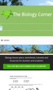 How biologycorner.com looks like on a mobile device such as an iPhone.