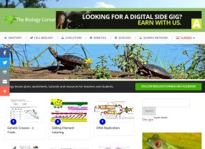 How biologycorner.com looks like on a tablet such as an iPad.