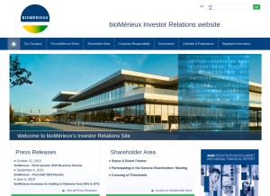 How biomerieux-finance.com looks like on a tablet such as an iPad.