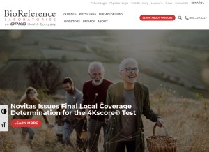 How bioreference.com looks like on a tablet such as an iPad.