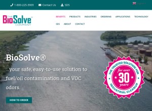 How biosolve.com looks like on a tablet such as an iPad.
