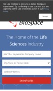 How biospace.com looks like on a mobile device such as an iPhone.