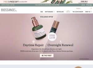 How biossance.com looks like on a tablet such as an iPad.