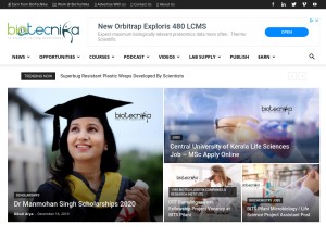 How biotecnika.org looks like on a tablet such as an iPad.