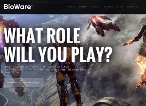 How bioware.com looks like on a tablet such as an iPad.