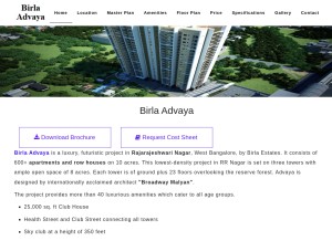 How birlaadvaya.net.in looks like on a tablet such as an iPad.