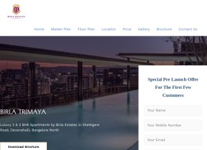 How birlatrimaya.ind.in looks like on a tablet such as an iPad.