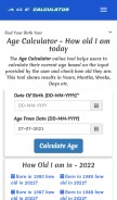 How birthday-age-calculator.com looks like on a mobile device such as an iPhone.