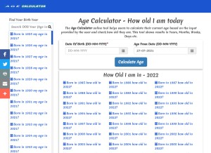 How birthday-age-calculator.com looks like on a tablet such as an iPad.