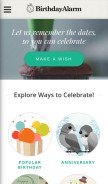 How birthdayalarm.com looks like on a mobile device such as an iPhone.